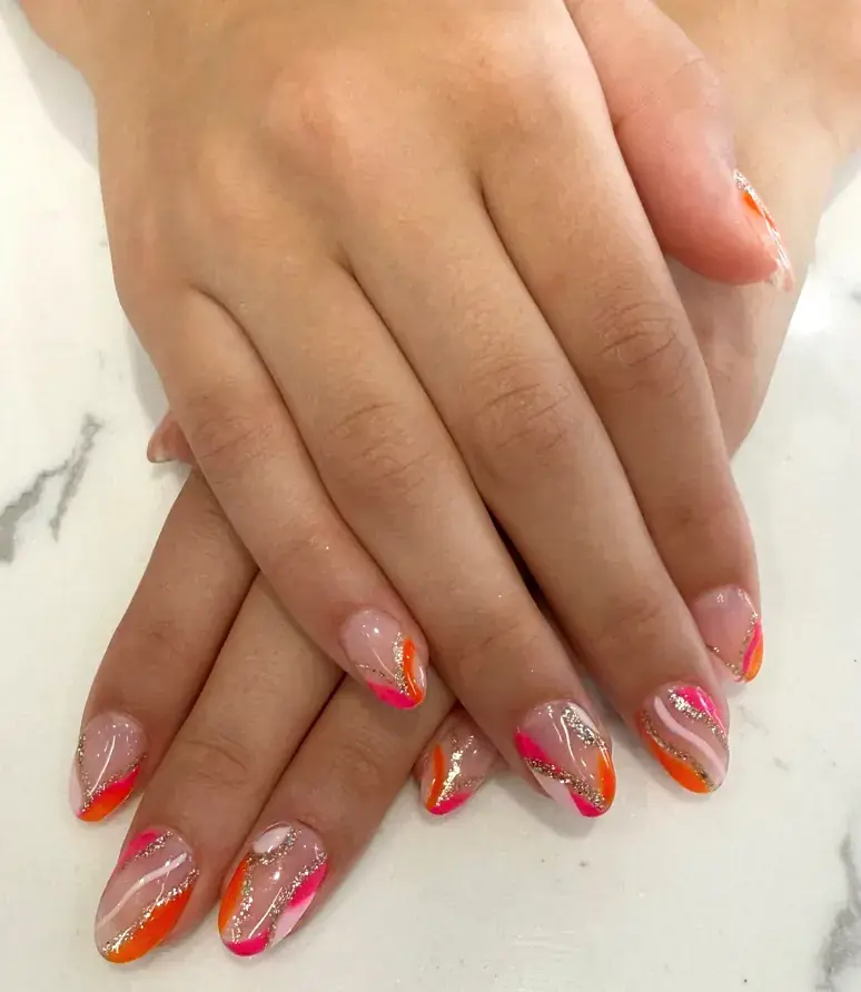 Sunset Orange Pink Glitter