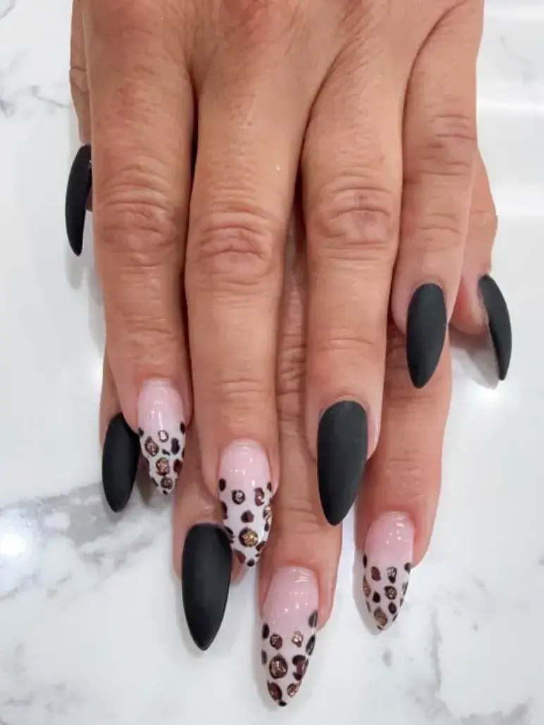 Matte Black Glitter Leopard