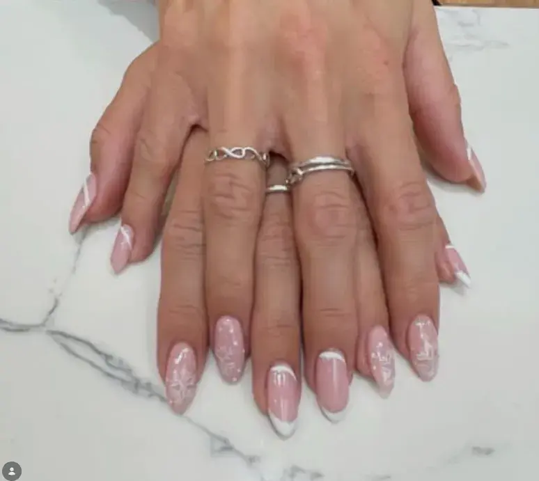 Blush Snowflake White French