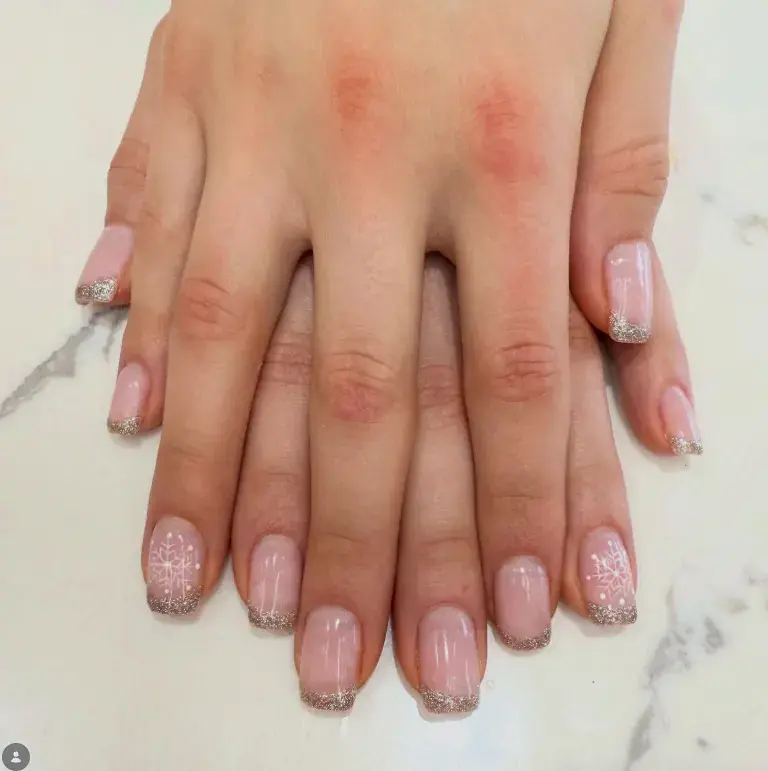 Glitter Tip Snowflake French