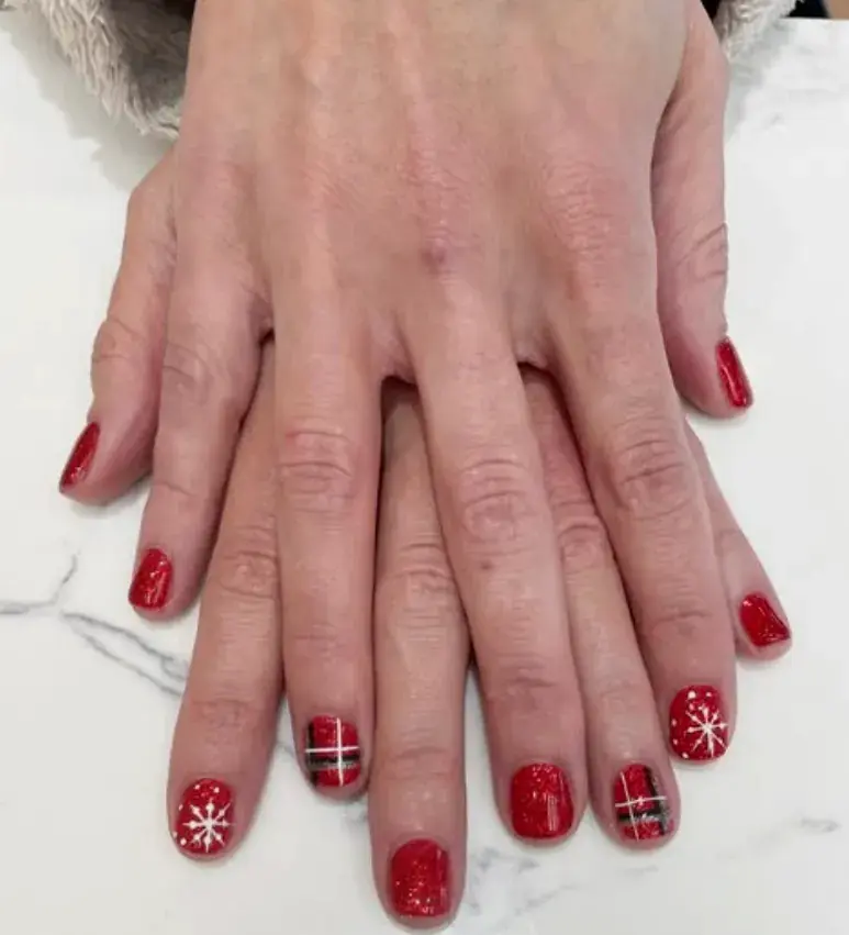 Red Glitter Plaid Snowflake