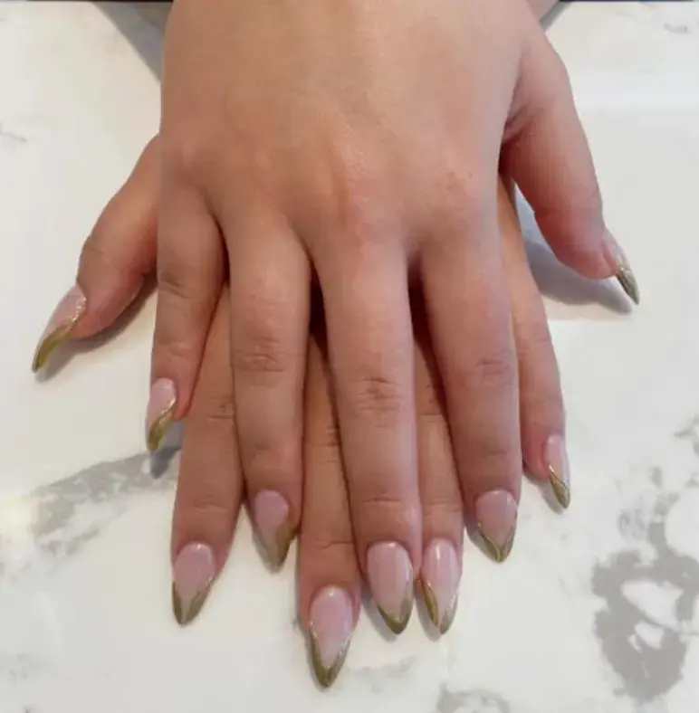 Nude Gold Stiletto French