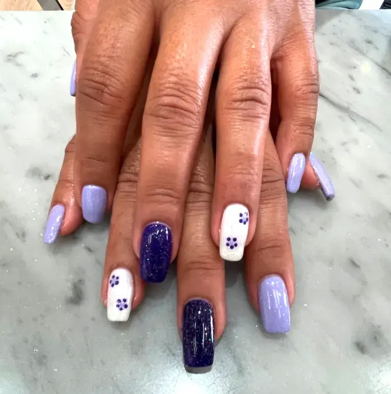 Lilac Indigo Glitter Flowers