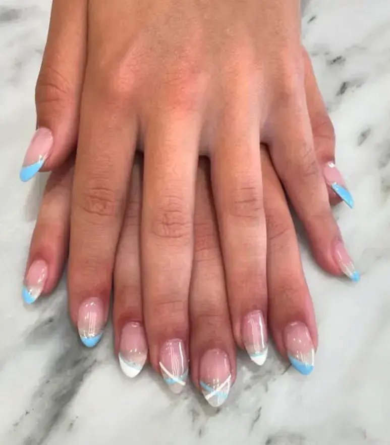 Sky Blue White Line French