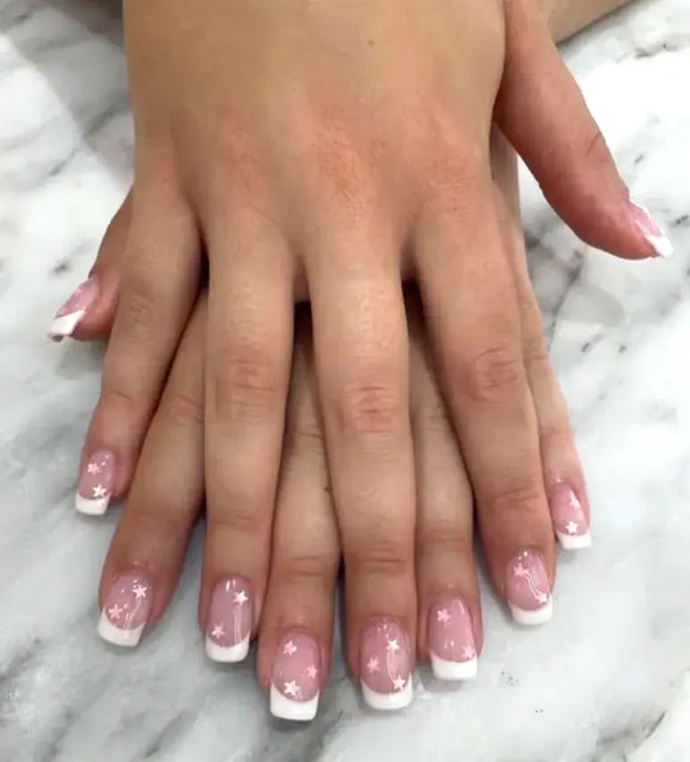 White French Pink Stars