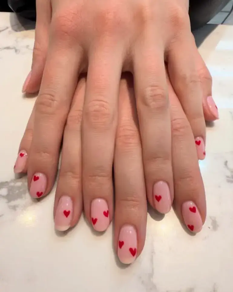 Blush Tiny Red Hearts