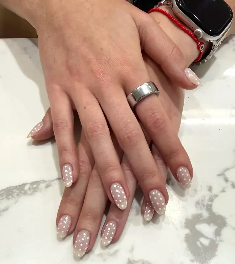Nude White Polka Almond