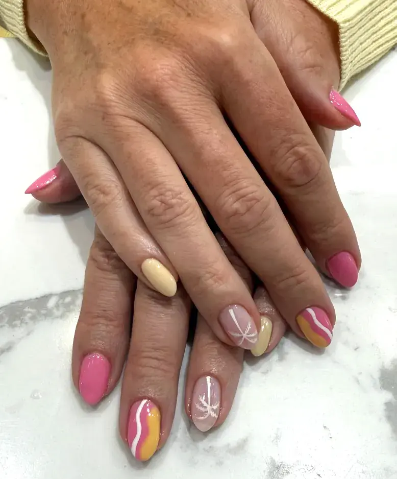 Pink Yellow Palm Wave